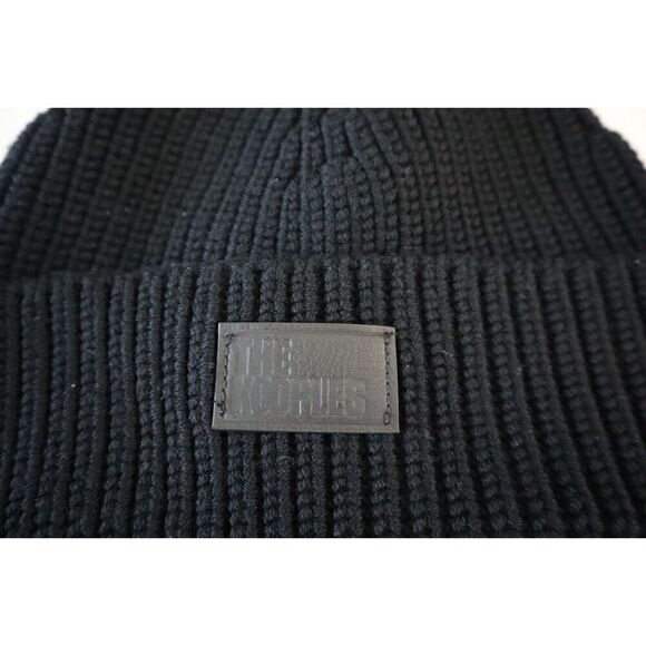 The Kooples AHHA27020K Women's O/S Comfort Fit Black Ribbed Wool Beanie Hat - Picture 4 of 9